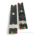 Conductive electronic silicone remote control keypad buttons.